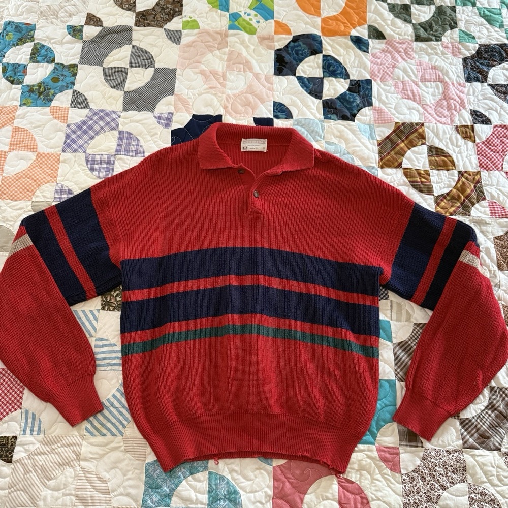 Vintage 80s Lord Jeff Men's Sweater 100% Cotton Size XL Relaxed Cozy Preppy